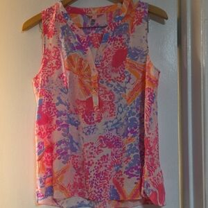 Lilly Pulitzer Pink and Blue Sleeveless Blouse